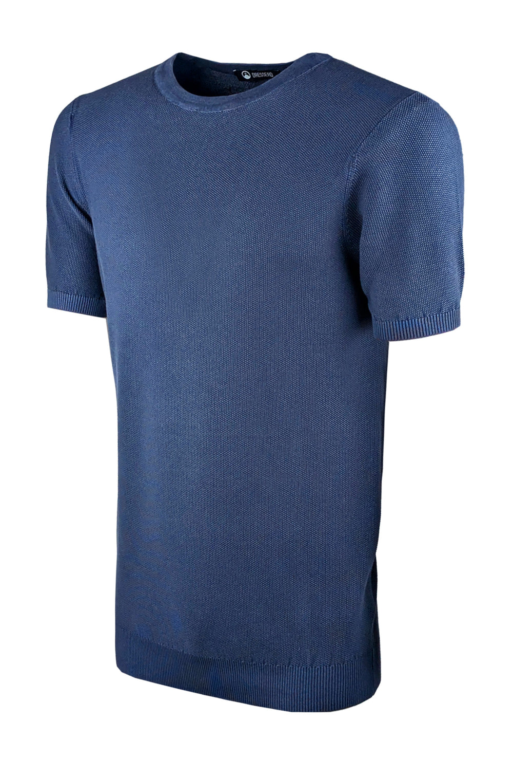 T-Shirt uomo in filo maglietta mezza manica trama lavorata - BLU