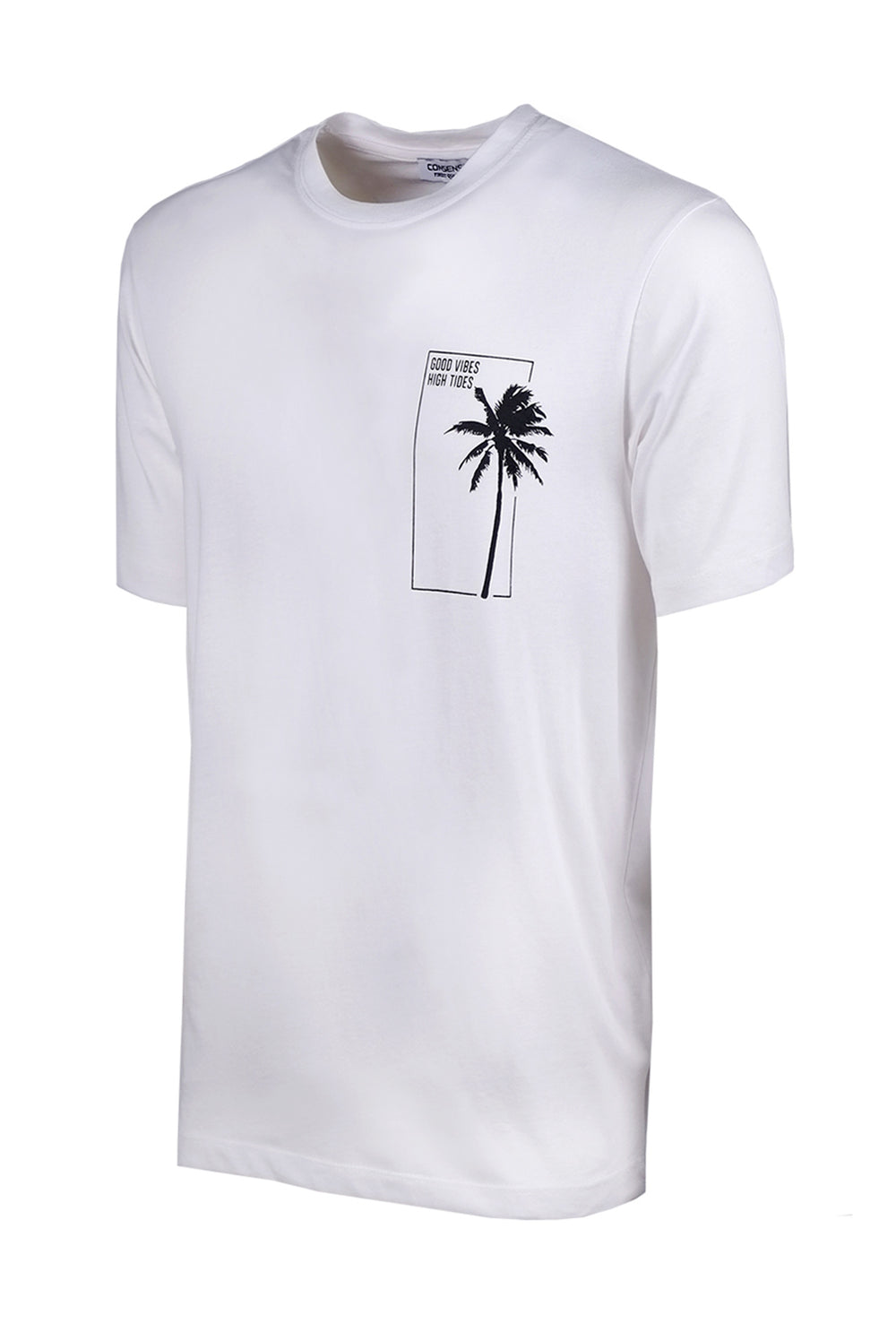 T-Shirt Uomo girocollo con palme in puro cotone - BIANCO