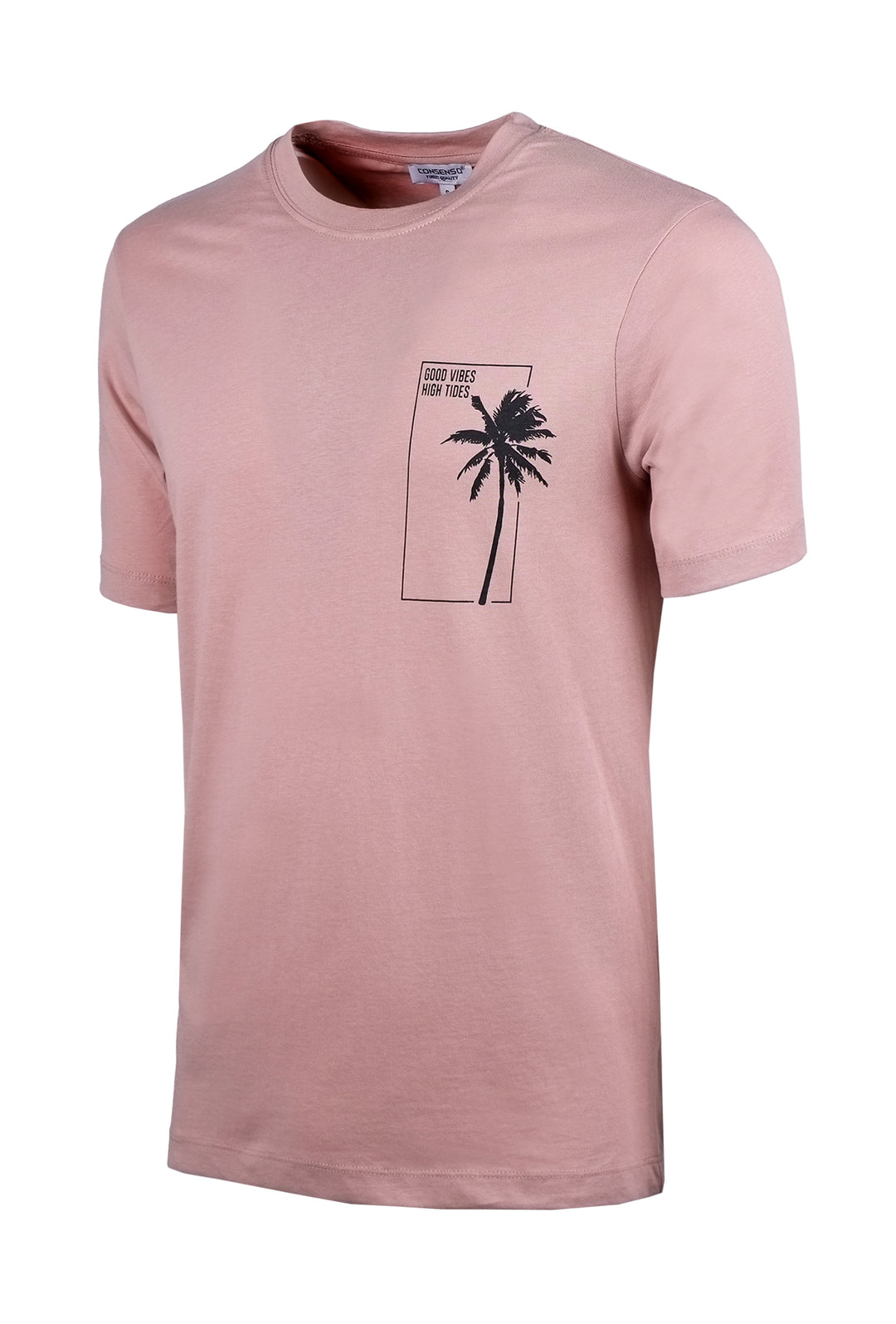 T-Shirt Uomo girocollo con palme in puro cotone - ROSA