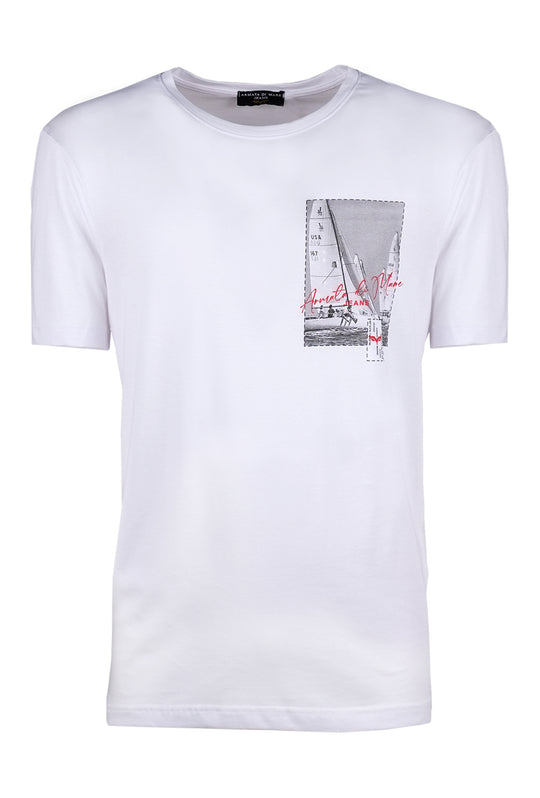 T-Shirt Uomo Armata di Mare stampo lato cuore - BIANCO