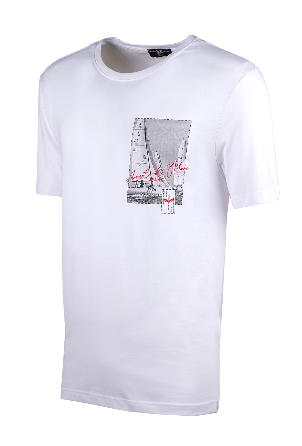 T-Shirt Uomo Armata di Mare stampo lato cuore - BIANCO