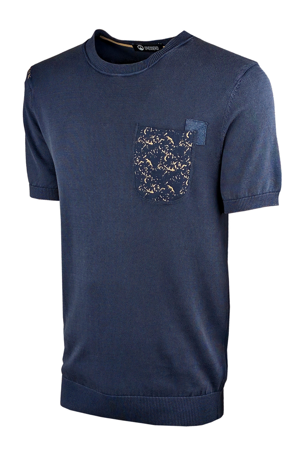 T-Shirt Dresserd in Filo girocollo con taschino colorato - BLU