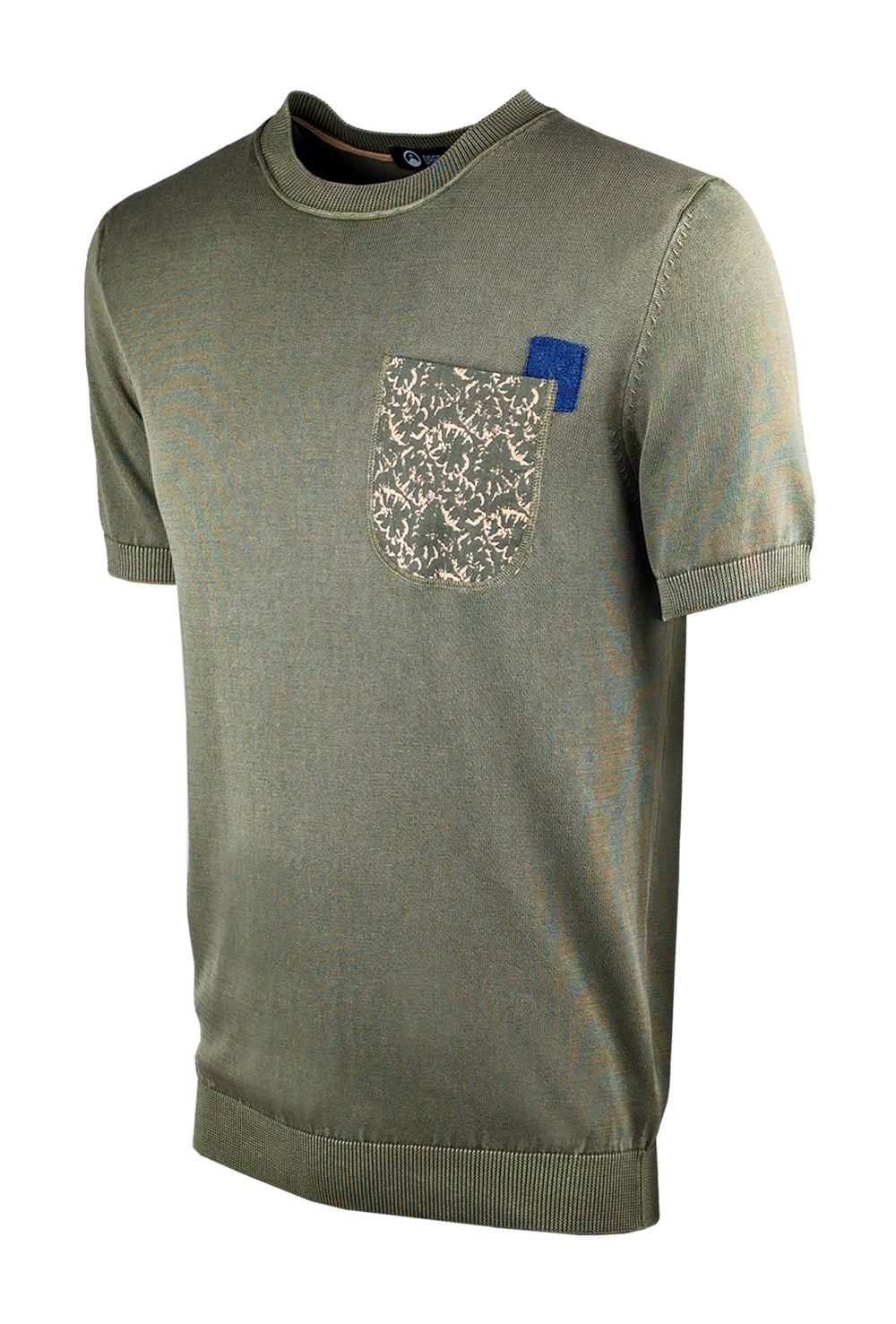 T-Shirt Dresserd in Filo girocollo con taschino colorato - VERDE