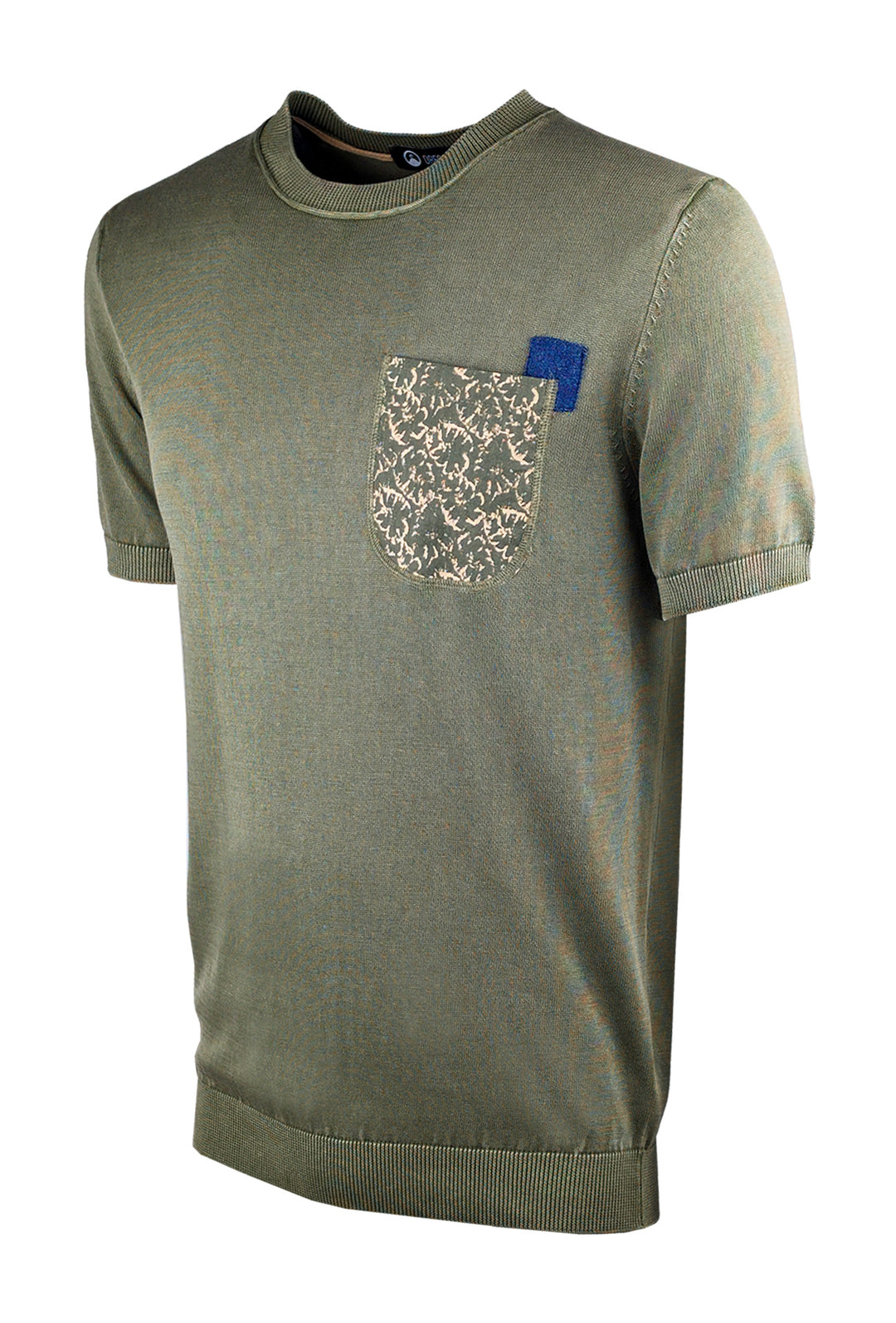 T-Shirt Dresserd in Filo girocollo con taschino colorato - VERDE