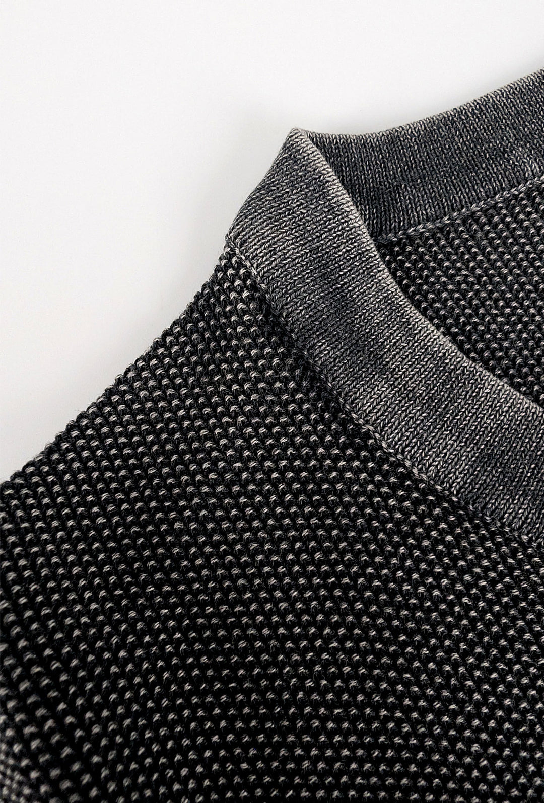 T-Shirt uomo in filo maglietta mezza manica trama lavorata - NERO