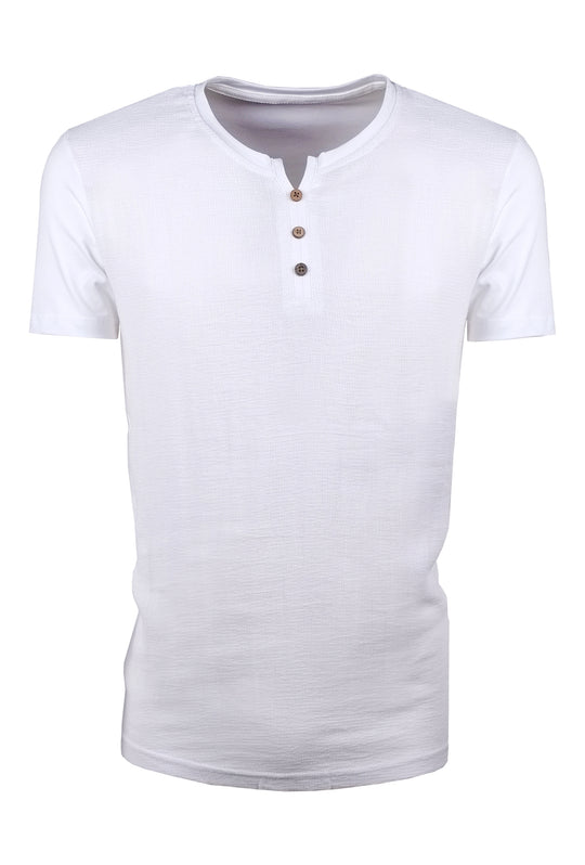 T-Shirt Uomo Dresserd Serafino in lino cotone - BIANCO