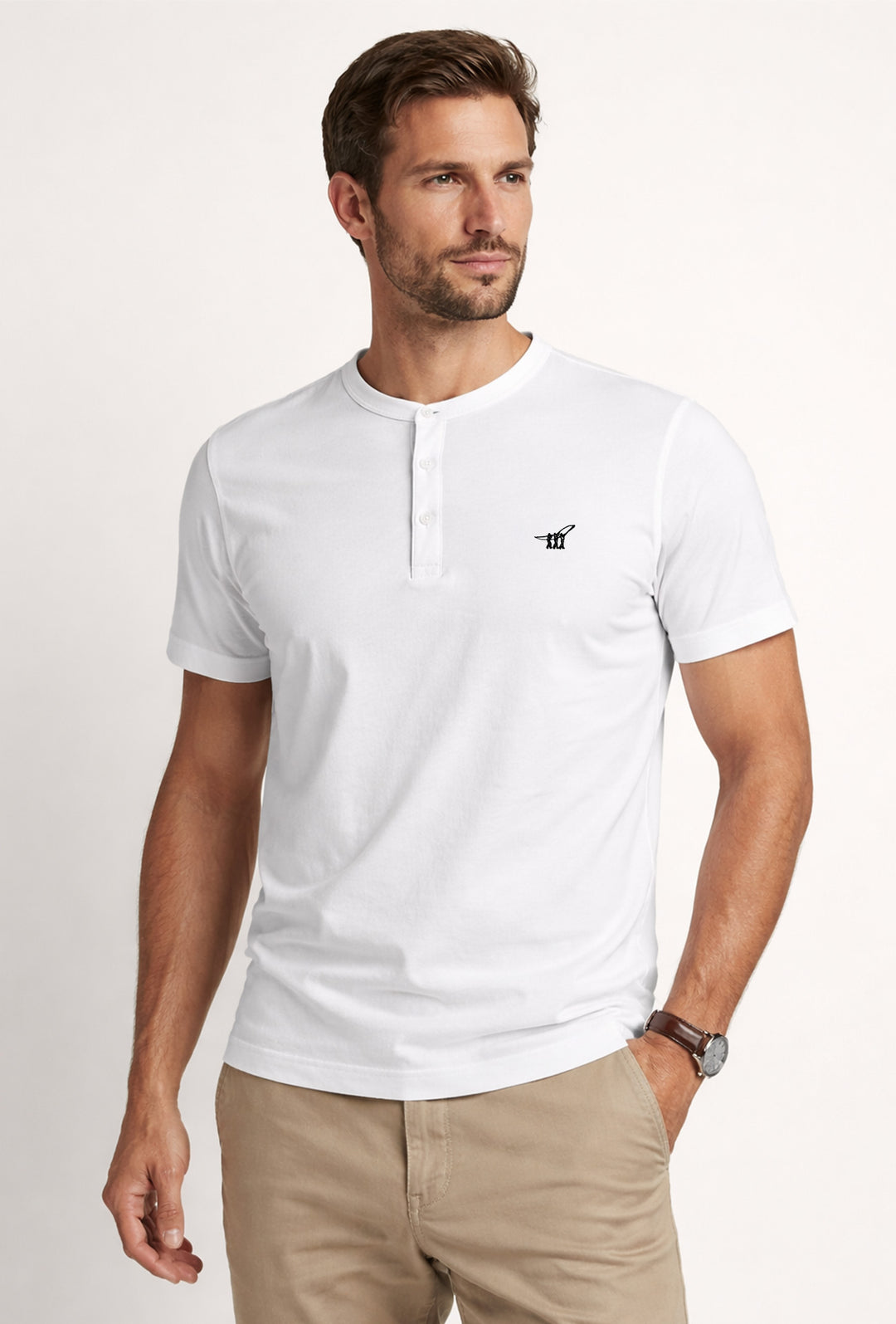 T-Shirt uomo serafino Henry Cotton's 100% Cotone - BIANCO