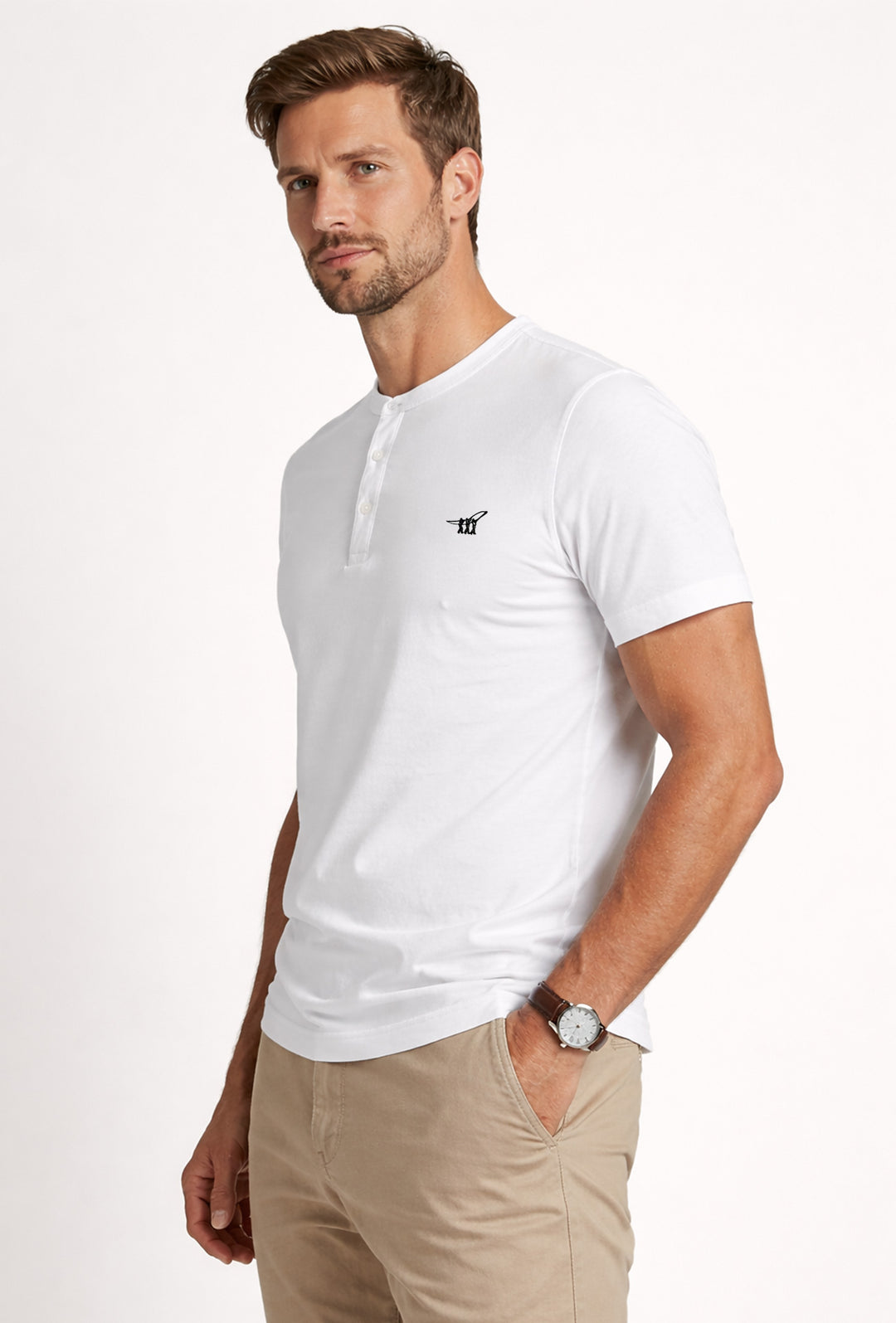 T-Shirt uomo serafino Henry Cotton's 100% Cotone - BIANCO