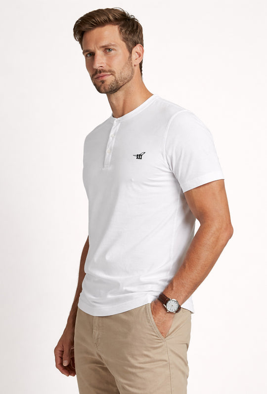 T-Shirt uomo serafino Henry Cotton's 100% Cotone - BIANCO