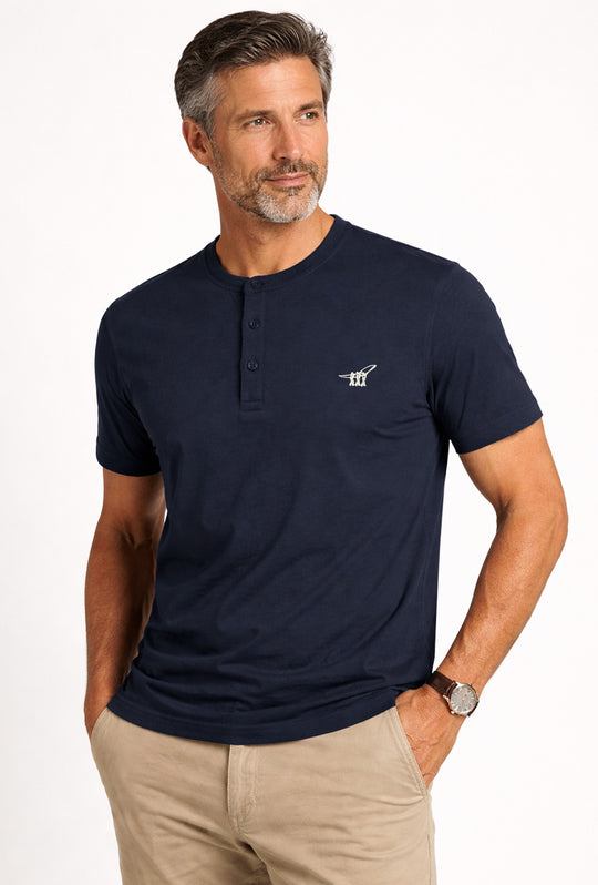 T-Shirt uomo serafino Henry Cotton's 100% Cotone - BLU