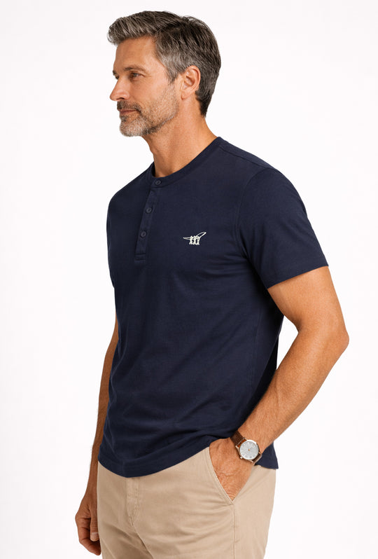 T-Shirt uomo serafino Henry Cotton's 100% Cotone - BLU