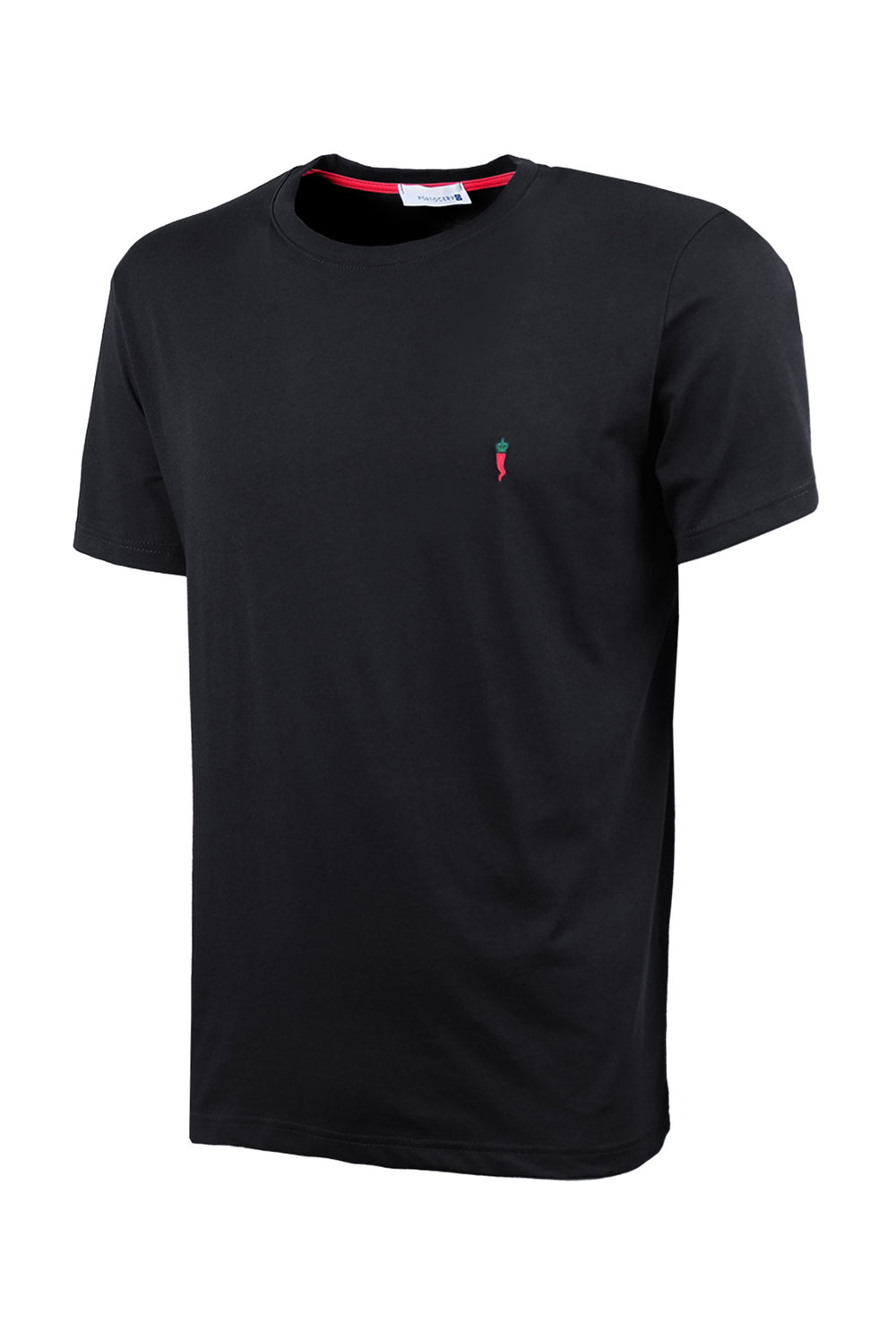 T-Shirt Uomo tinta unita ricamo lato cuore - NERO