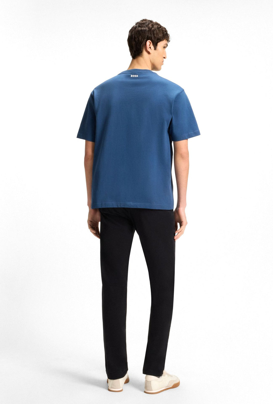 T-Shirt uomo HUGO BOSS Relaxed Fit in cotone con toppa logo - AVIO