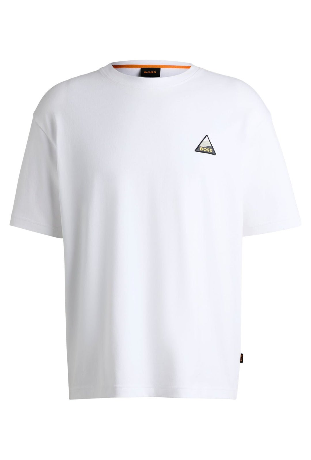 T-Shirt uomo HUGO BOSS Relaxed Fit in cotone con toppa logo - BIANCO