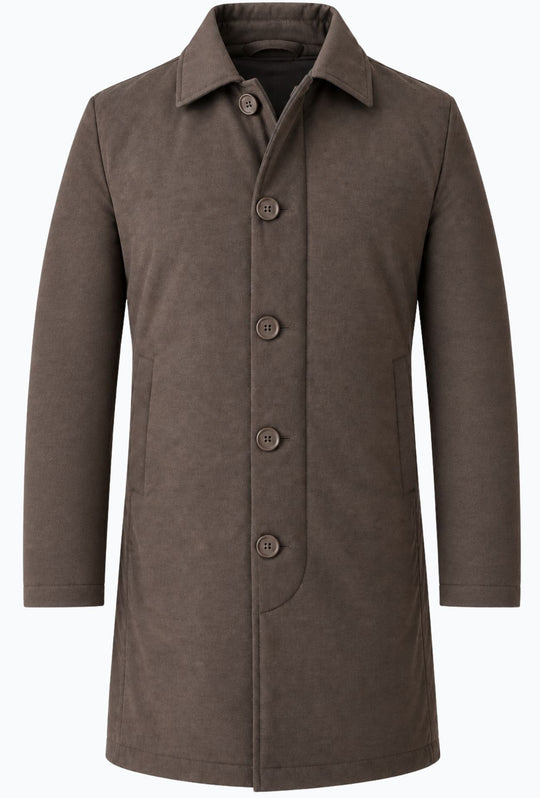 Trench Uomo invernale Double Face Tessuto tecnico  misto lana - MORO