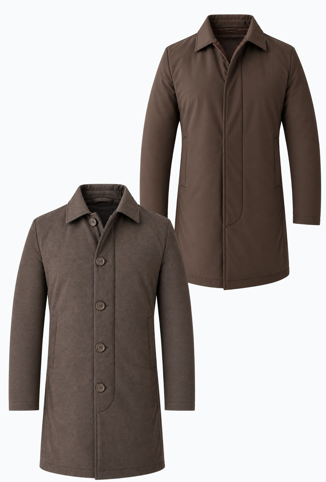 Trench Uomo invernale Double Face Tessuto tecnico  misto lana - MORO