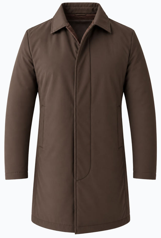 Trench Uomo invernale Double Face Tessuto tecnico  misto lana - MORO