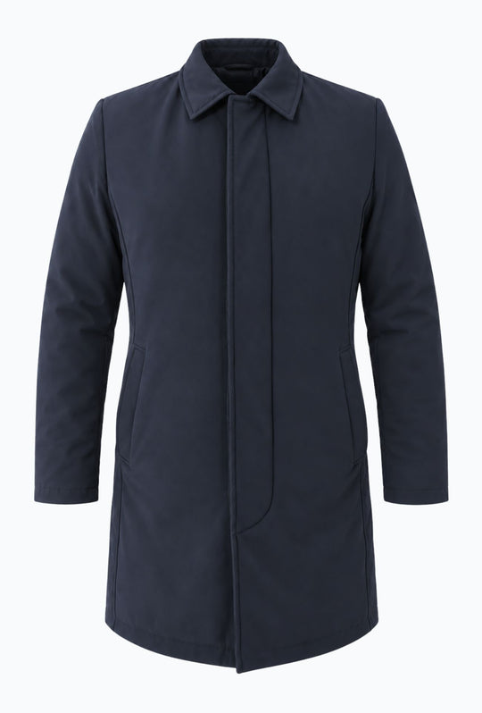 Trench Uomo invernale Double Face Tessuto tecnico  misto lana - BLU NAVY