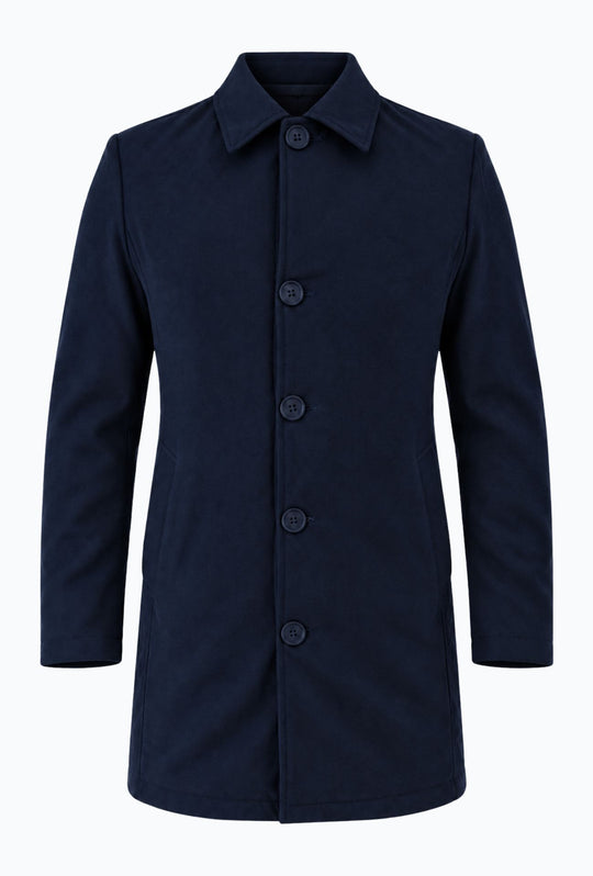 Trench Uomo invernale Double Face Tessuto tecnico  misto lana - BLU NAVY
