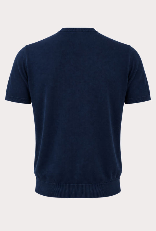 T- Shirt uomo Girocollo in maglia 100% Cotone trama lavorata DRESSERD- BLU
