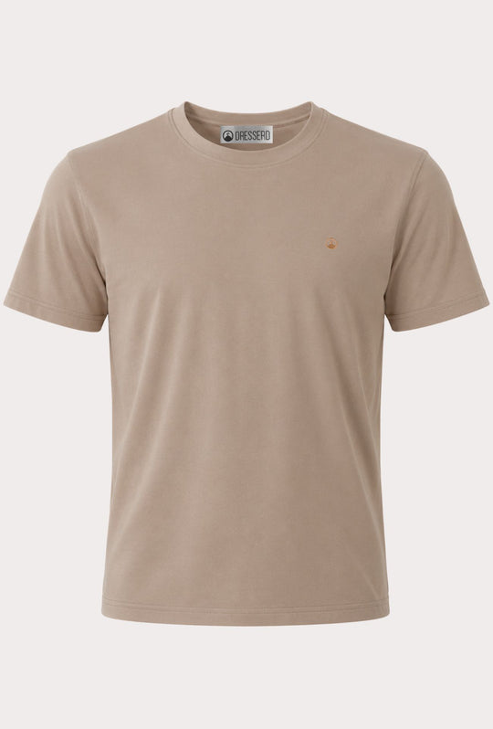 T-Shirt Uomo  in 100% Cotone con Logo Ricamato-DRESSERD- BEIGE