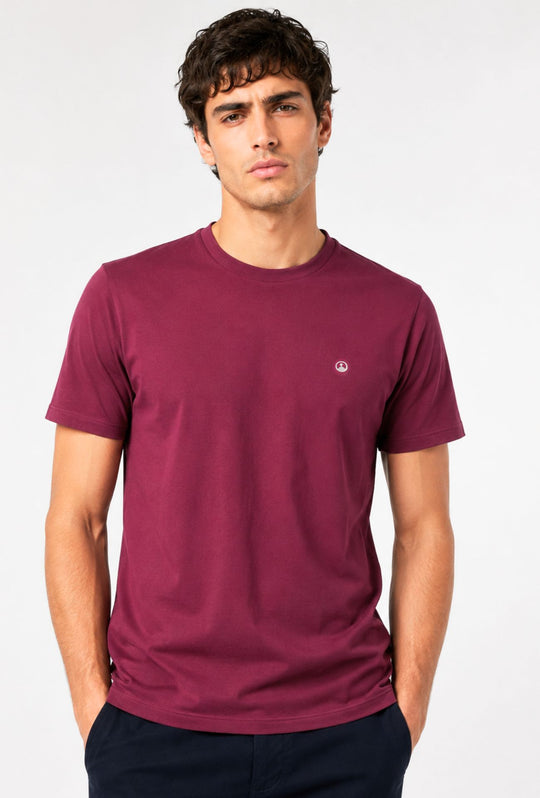 T-Shirt Uomo  in 100% Cotone con Logo Ricamato-DRESSERD- BORDEAUX