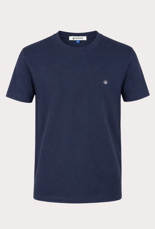 T-Shirt Uomo  in 100% Cotone con Logo Ricamato-DRESSERD- BLU NAVY