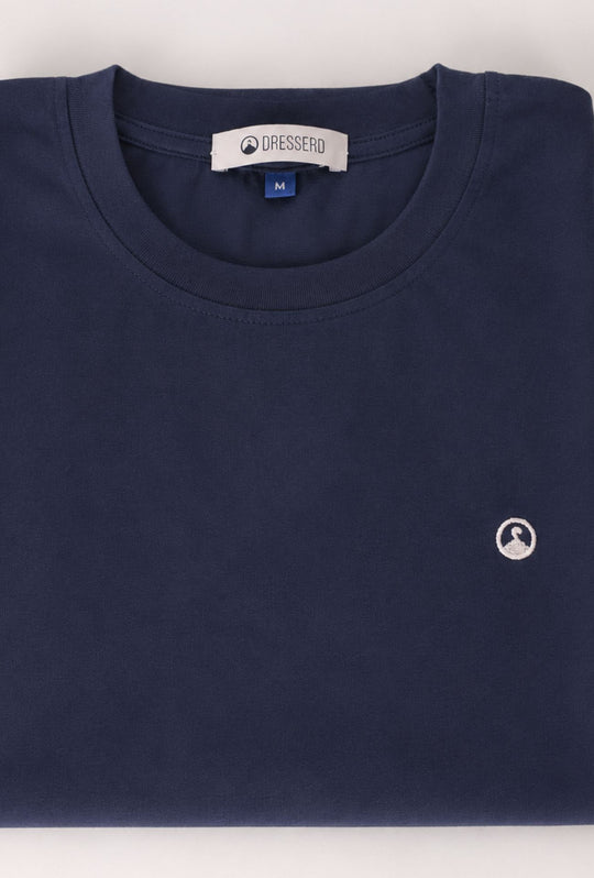 T-Shirt Uomo  in 100% Cotone con Logo Ricamato-DRESSERD- BLU NAVY