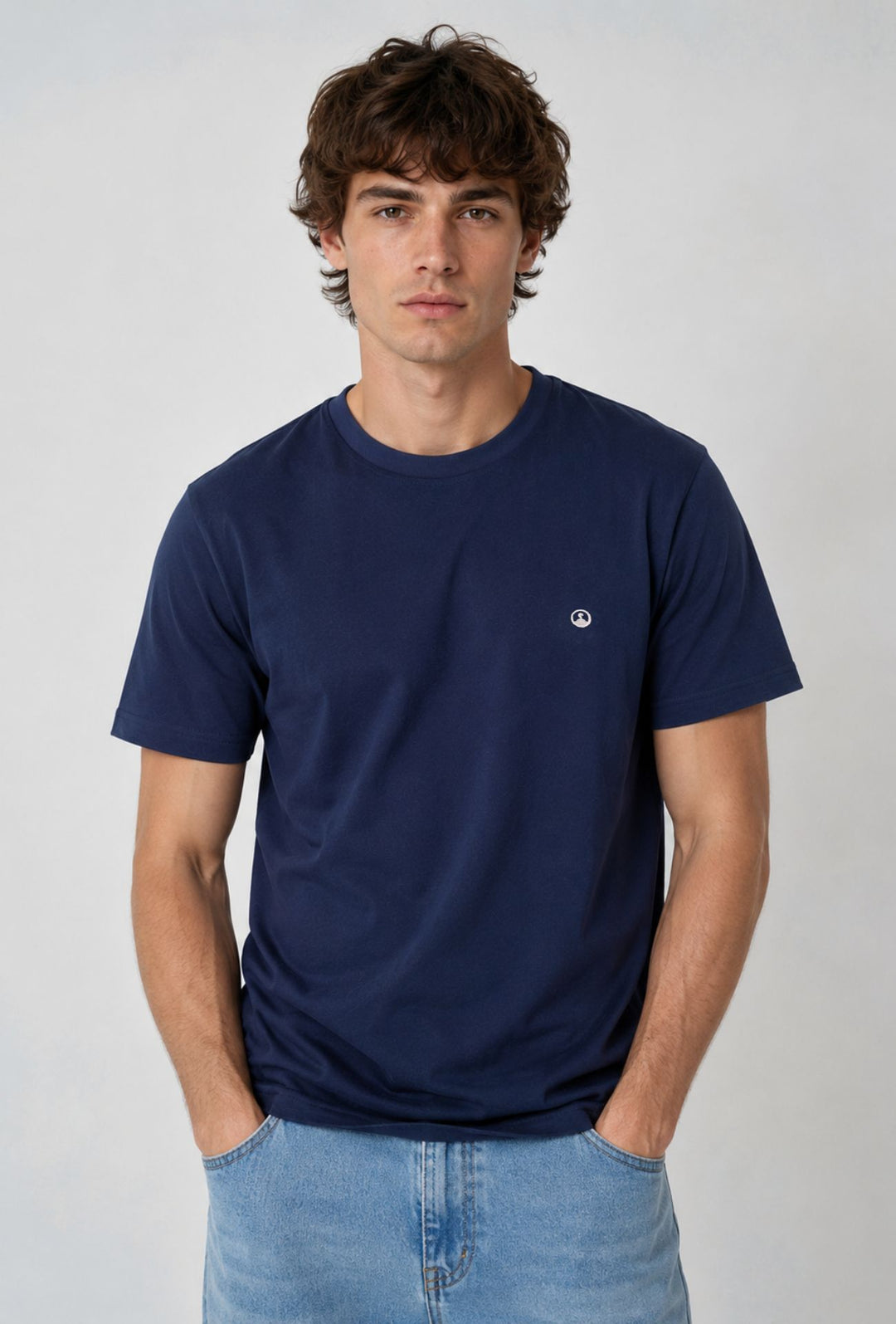 T-Shirt Uomo  in 100% Cotone con Logo Ricamato-DRESSERD- BLU NAVY