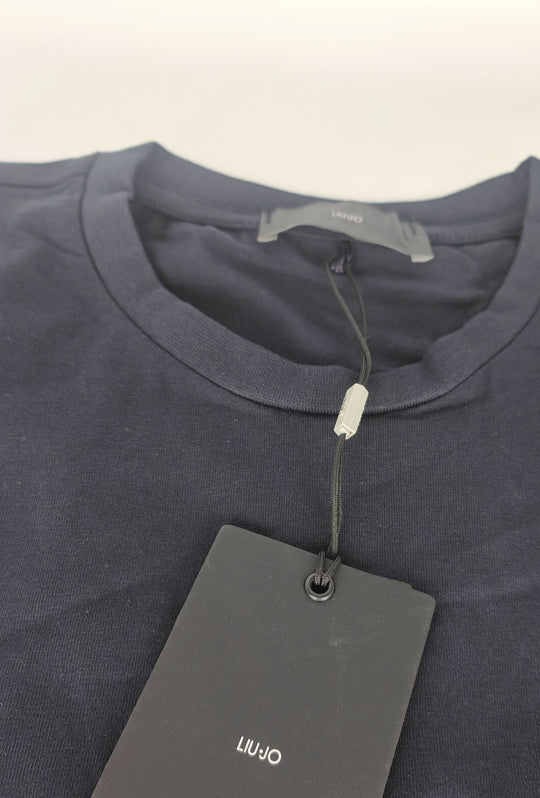 T-Shirt Uomo girocollo LIU.JO in cotone  con logo minimal Lato cuore- DARK BLUE