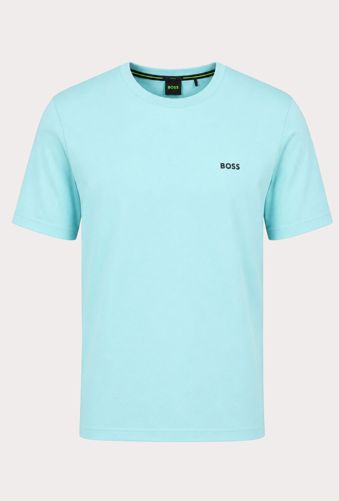 T-Shirt Uomo Regular Fit in Cotone Stretch HUGO BOSS Logo Gommato lato cuore- CELESTE