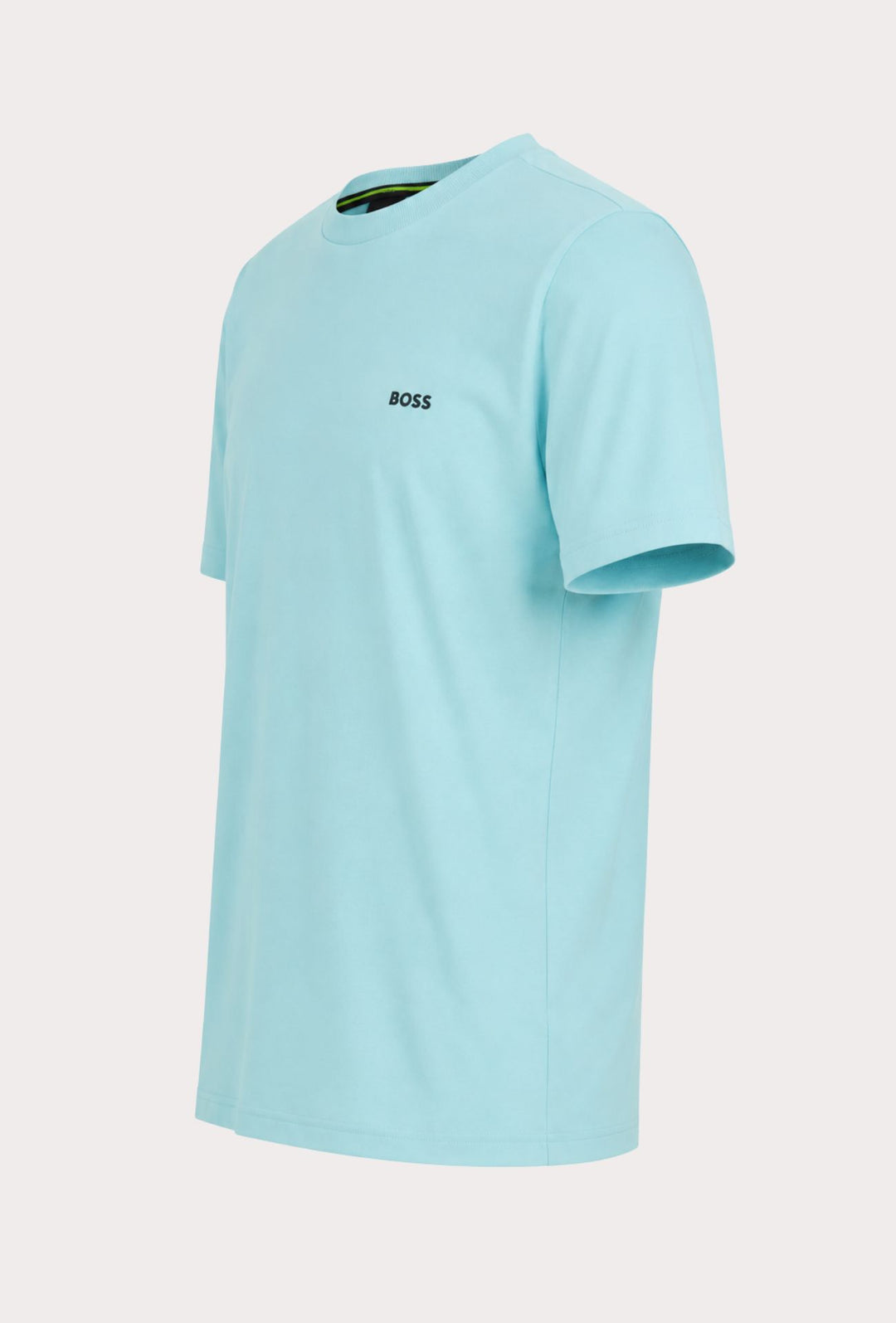 T-Shirt Uomo Regular Fit in Cotone Stretch HUGO BOSS Logo Gommato lato cuore- CELESTE