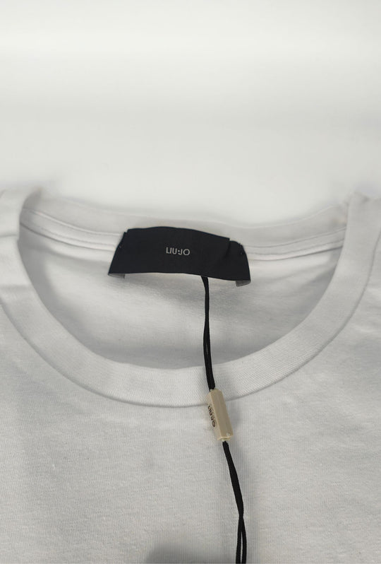 T-Shirt Uomo girocollo LIU.JO in cotone  con logo minimal Lato cuore- BIANCO