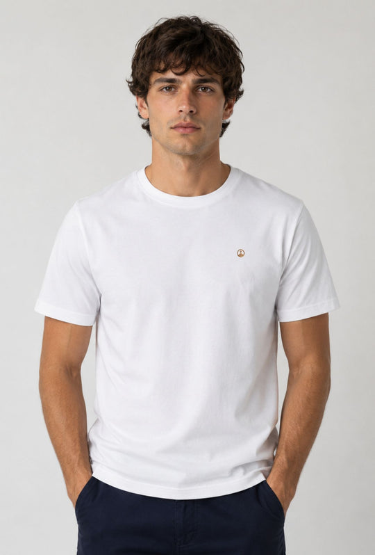 T-Shirt Uomo  in 100% Cotone con Logo Ricamato-DRESSERD- BIANCO