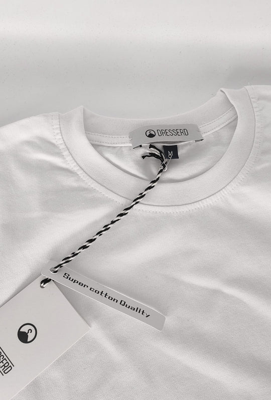 T-Shirt Uomo  in 100% Cotone con Logo Ricamato-DRESSERD- BIANCO