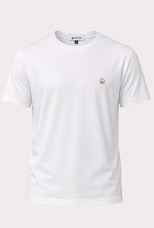 T-Shirt Uomo  in 100% Cotone con Logo Ricamato-DRESSERD- BIANCO