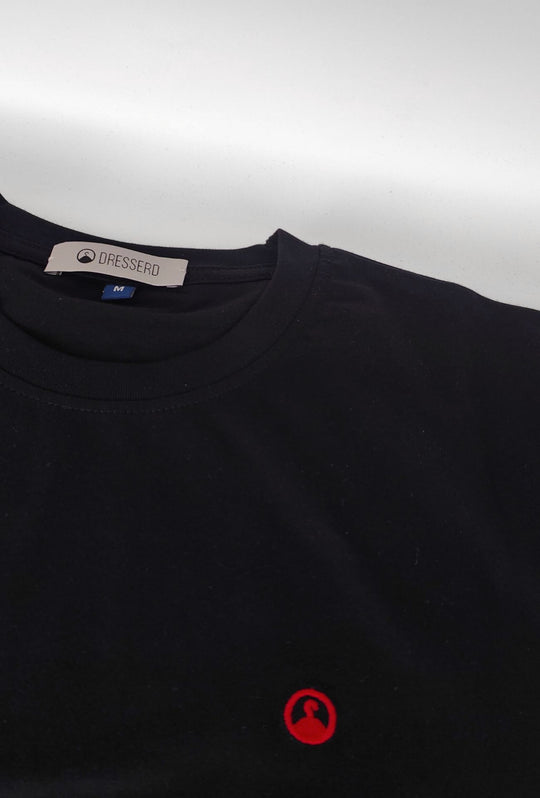 T-Shirt Uomo  in 100% Cotone con Logo Ricamato-DRESSERD- NERO