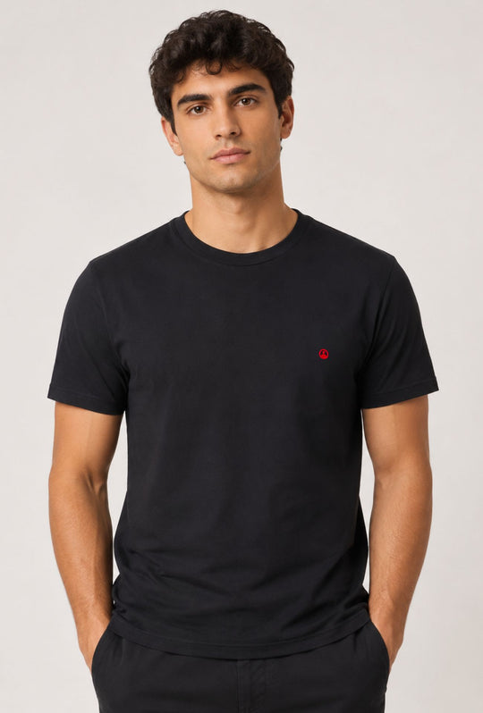 T-Shirt Uomo  in 100% Cotone con Logo Ricamato-DRESSERD- NERO