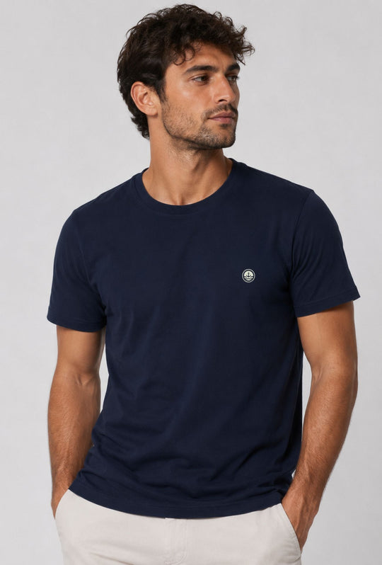 T-shirt Uomo Girocollo con Logo Stampato lato cuore NAVY SAIL in cotone- DARK BLUE