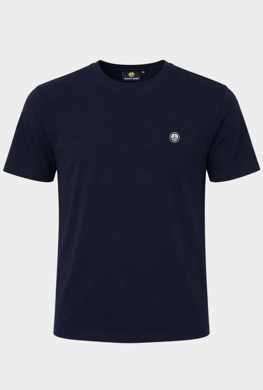 T-shirt Uomo Girocollo con Logo Stampato lato cuore NAVY SAIL in cotone- DARK BLUE