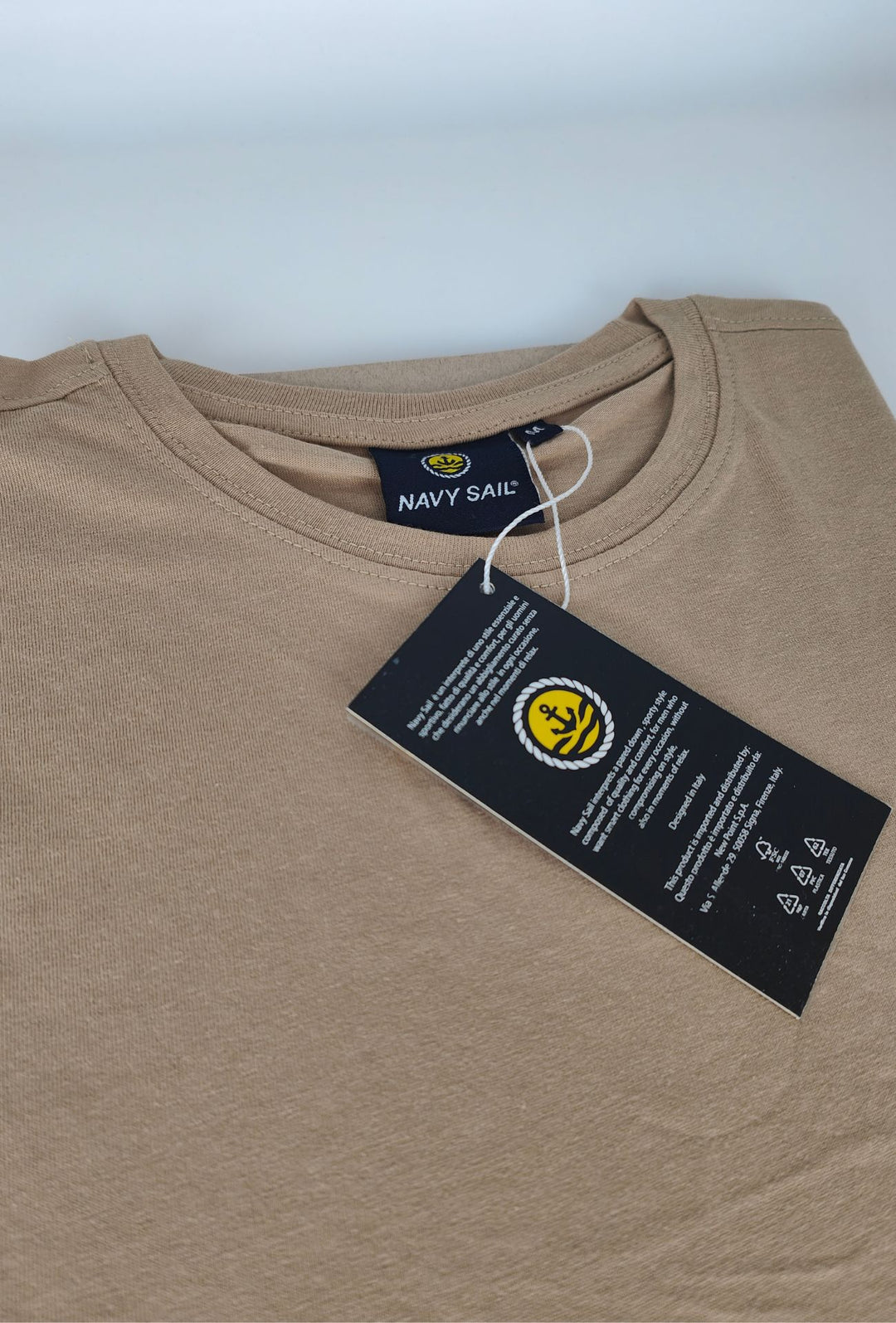 T-shirt Uomo Girocollo con Logo Stampato lato cuore NAVY SAIL in cotone- DESERTO