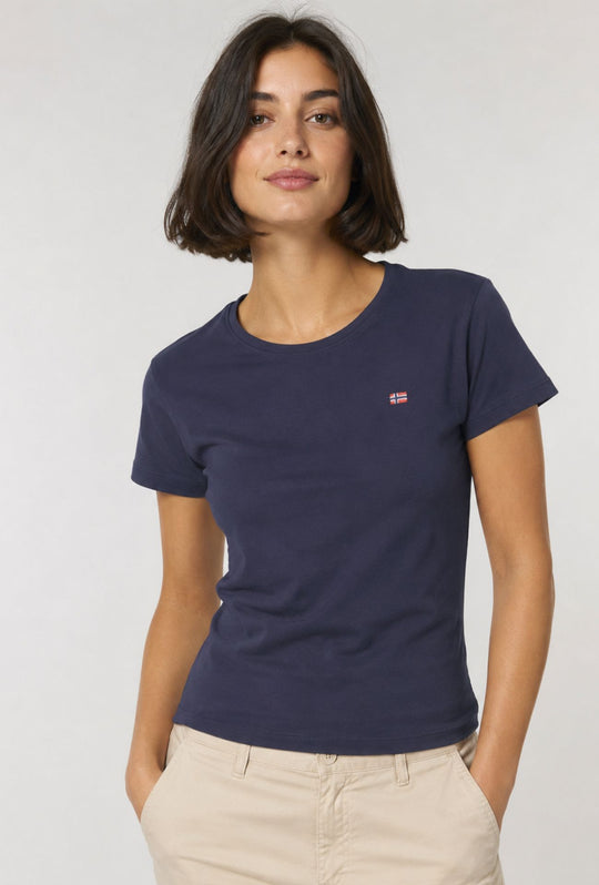 T-Shirt Donna Norway in Cotone 100%- Blu Navy