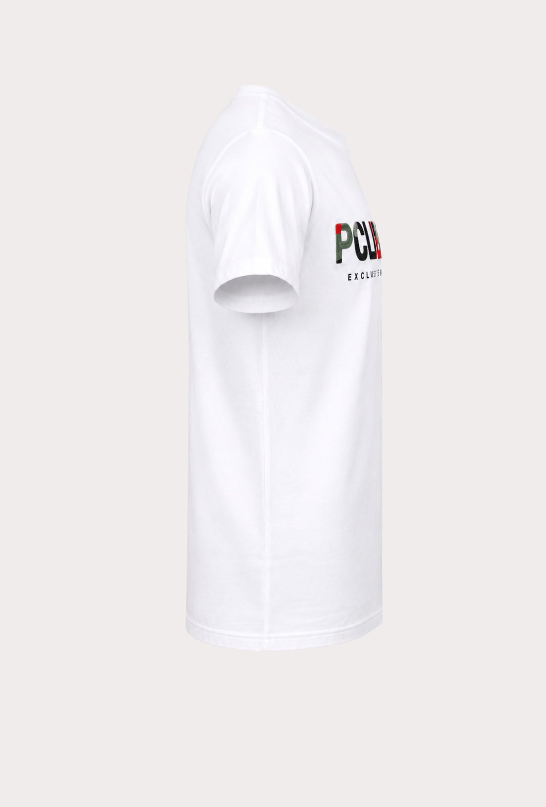 T-Shirt Uomo P-CLUB  100% Cotone con Logo Ricamato A Rilievo Centrale- BIANCO