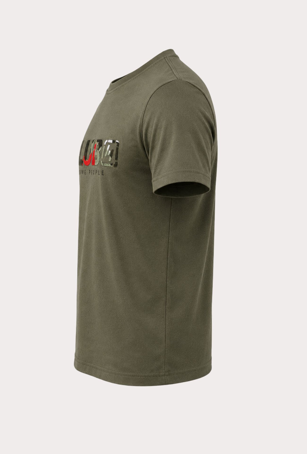 T-Shirt Uomo P-CLUB  100% Cotone con Logo Ricamato A Rilievo Centrale- VERDE MILITARE