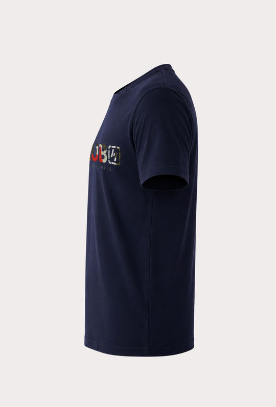 T-Shirt Uomo P-CLUB  100% Cotone con Logo Ricamato A Rilievo Centrale- BLU NAVY
