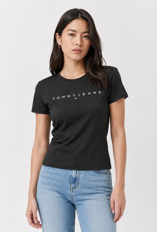 T-Shirt Donna Tommy Jeans in Cotone 100% – Slim Fit-NERO