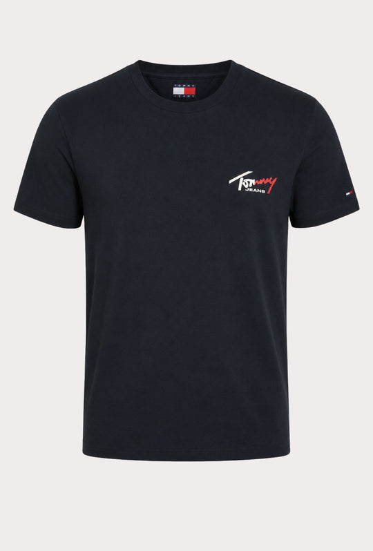 T-Shirt Uomo TOMMY JEANS Regular Fit Logo Stampato Lato Cuore- NERO
