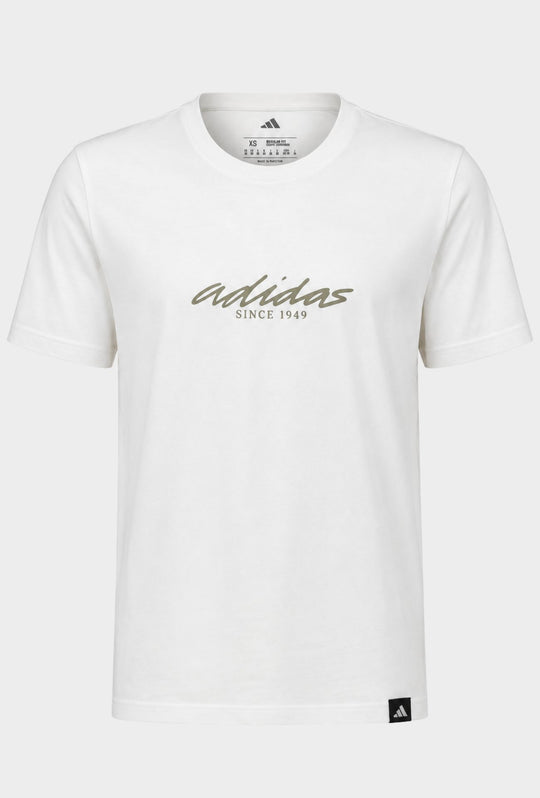T-Shirt ADIDAS girocollo scritta centrale stampata colore beige Regular Fit- BIANCO