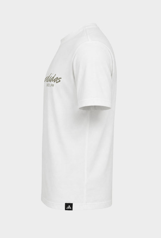 T-Shirt ADIDAS girocollo scritta centrale stampata colore beige Regular Fit- BIANCO