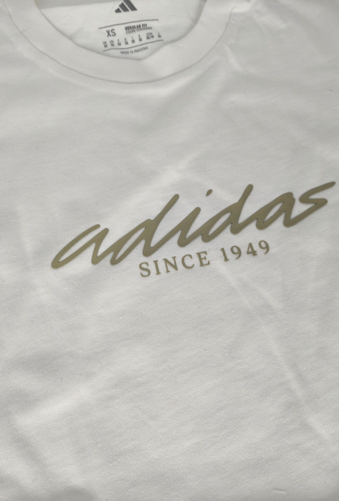 T-Shirt ADIDAS girocollo scritta centrale stampata colore beige Regular Fit- BIANCO